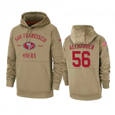 Men's San Francisco 49ers #56 Kwon Alexander Tan 2019 Salute to Service Sideline Therma Pullover Hoodie