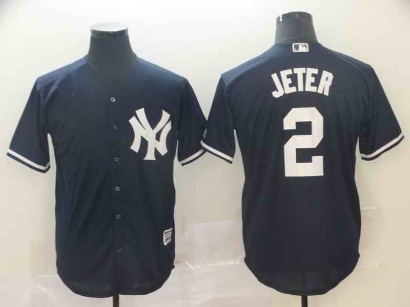 Men's New York Yankees  #2 Derek Jeter Navy Cool Base Player Stitched MLB Jersey