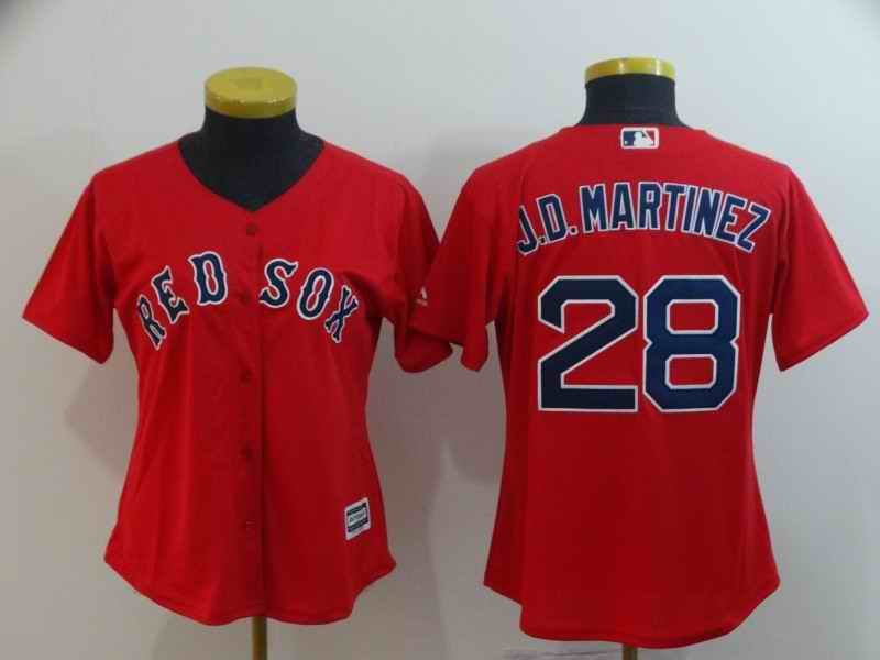 Women's Boston Red Sox #28 J.D. Martinez Majestic Scarlet Cool Base Player Stitched MLB Jersey