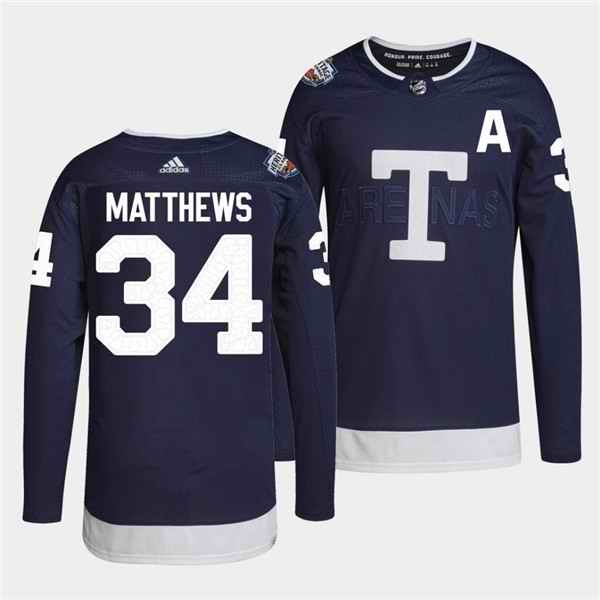 Men's Toronto Maple Leafs #34 Auston Matthews 2022 Heritage Classic Navy Stitched Jersey