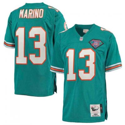 Men's Miami Dolphins #13 Dan Marino Mitchell & Ness Aqua Throwback Jersey