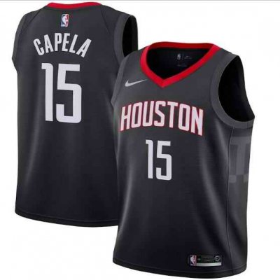 Men's Houston Rockets #15 Clint Capela Black Statement Edition Stitched Jersey