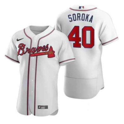 Men's Atlanta Braves #40 Mike Soroka 2020 White Flex Base Stitched Jersey