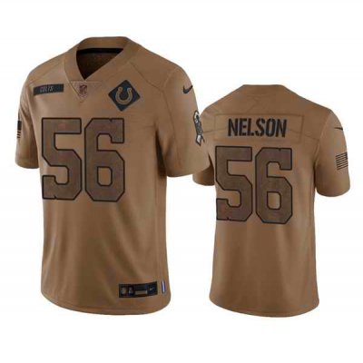 Men's Indianapolis Colts #56 Quenton Nelson 2023 Brown Salute To Sertvice   Stitched Football Jersey