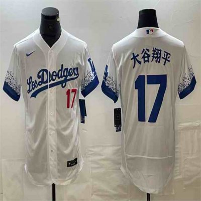 Men's Los Angeles Dodgers #17 ''?? White City Connect Flex Base Stitched Baseball Jersey