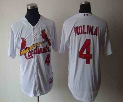 Cardinals #4 Yadier Molina White Cool Base Stitched MLB Jersey