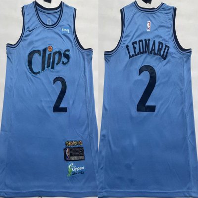 Men's Los Angeles Clippers #2 Kawhi Leonard Light Blue 2024-25 City Edition Stitched Jersey