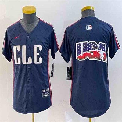 Youth Cleveland Guardians Team Big Logo Navy 2024 City Connect Stitched Baseball Jersey