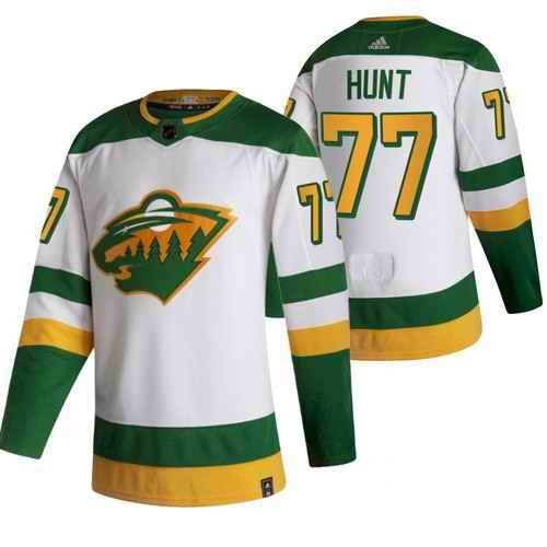 Men's Minnesota Wild #77 Brad Hunt 2021 White Reverse Retro Stitched Jersey