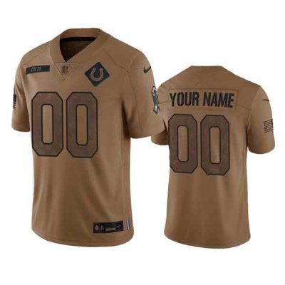 Men's Indianapolis Colts Active Player Custom 2023 Brown Salute To Sertvice   Stitched Football Jersey