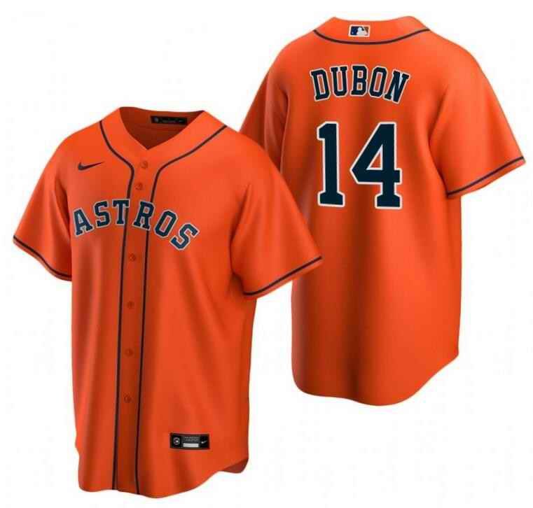 Men's Houston Astros #14 Mauricio Dub'n Orange Cool Base Stitched Baseball Jersey