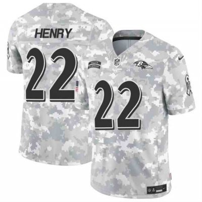 Men's Baltimore Ravens #22 Derrick Henry 2024 F.U.S.E Arctic Camo Salute to Service Limited Stitched Football Jersey