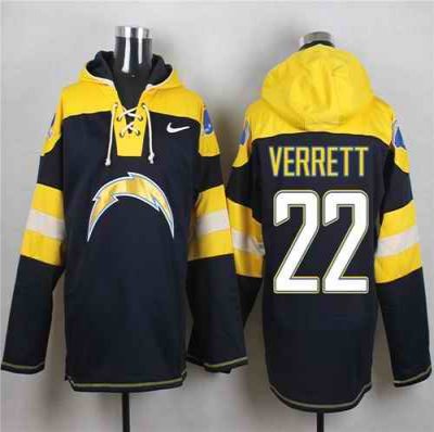 Nike Chargers #22 Jason Verrett Navy Blue Player Pullover NFL Hoodie