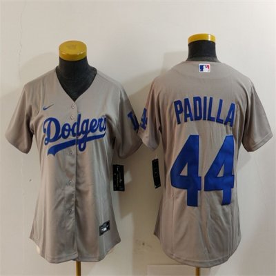 Women's Los Angeles Dodgers #44 Vicente Padilla Grey Stitched Jersey(Run Small)