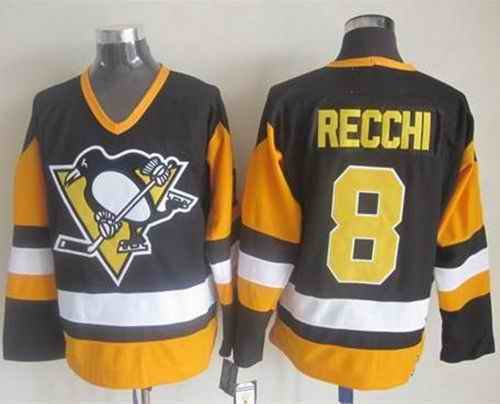 Penguins #8 Mark Recchi Black CCM Throwback Stitched NHL Jersey