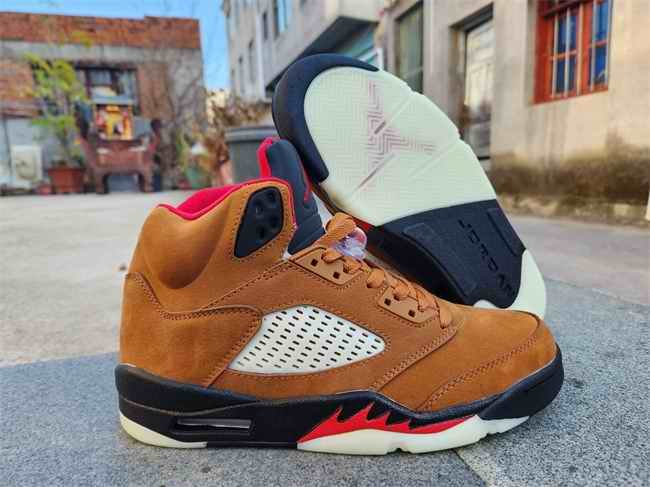 Men's Running Weapon Air Jordan 5 Brown Shoes 080