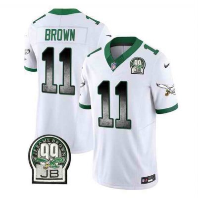 Men's Philadelphia Eagles #11 A. J. Brown White 2023 F.U.S.E. Throwback Vapor Untouchable Limited Stitched Football Jersey