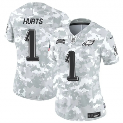 Women's Philadelphia Eagles #1 Jalen Hurts 2024 F.U.S.E Arctic Camo Salute to Service Limited Stitched Jersey(Run Small)