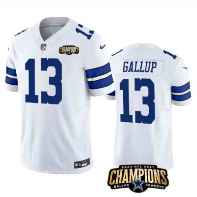 Men's Dallas Cowboys #13 Michael Gallup White 2023 F.U.S.E. NFC East Champions Patch Stitched Football Jersey