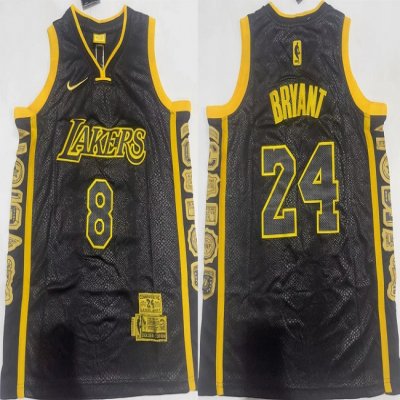 Youth Los Angeles Lakers Front#8 Back #24 Kobe Bryant Black City Edition Stitched Basketball Jersey