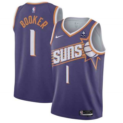 Youth Phoenix Suns #1 Devin Booker Purple 2023 Icon Edition Stitched Basketball Jersey