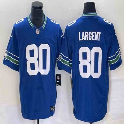 Men's Seattle Seahawks #80 Steve Largent Royal Throwback Vapor F.U.S.E. Limited Stitched Football Jersey