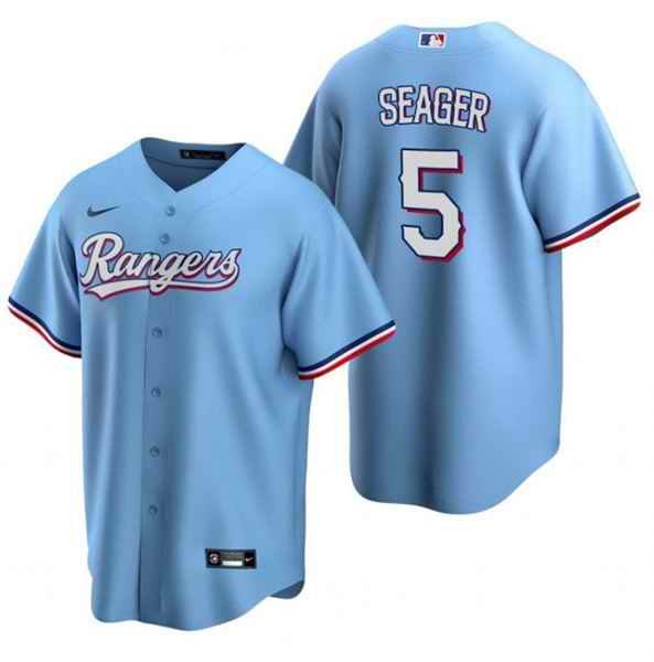 Men's Texas Rangers #5 Corey Seager Light Blue Cool Base Stitched Baseball Jersey