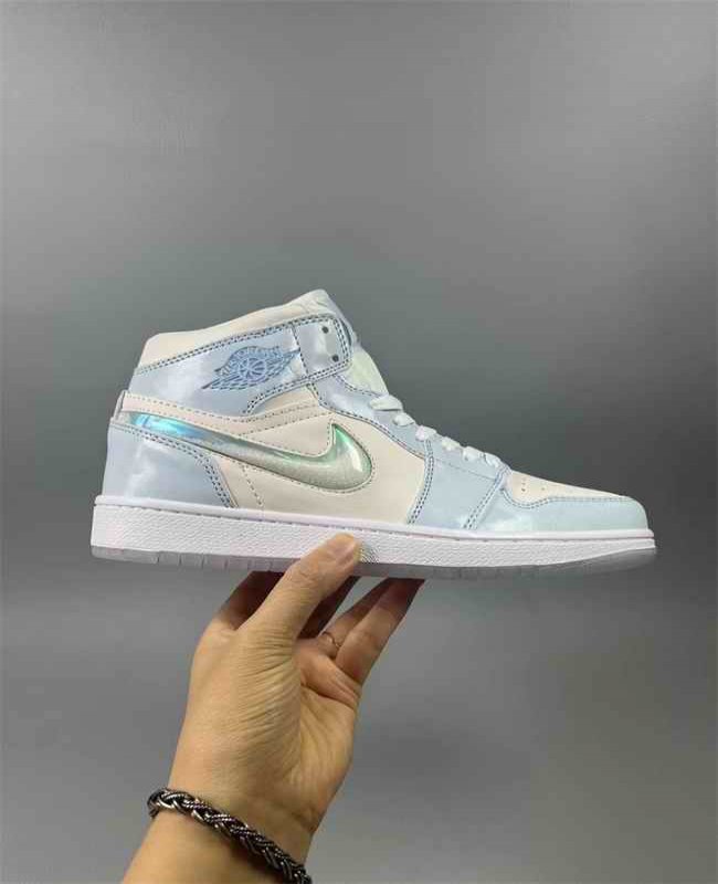 Women's Running Weapon Air Jordan 1 White/Blue Shoes 0438