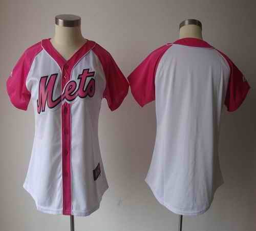 Mets Blank White/Pink Women's Splash Fashion Stitched MLB Jersey