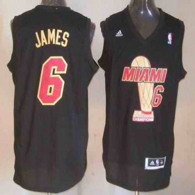 Heat #6 LeBron James Black 2013 NBA Finals Champions Stitched NBA Jersey