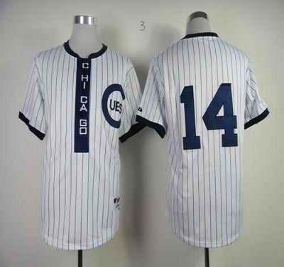 Cubs #14 Ernie Banks White 1909 Turn Back The Clock Stitched MLB Jersey