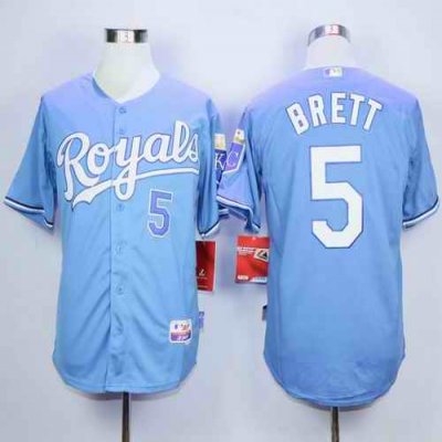 Royals #5 George Brett Light Blue Alternate Cool Base Stitched MLB Jersey