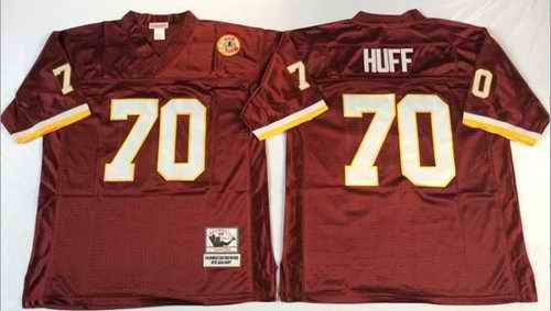 Mitchell And Ness Redskins #70 Sam Huff Red Throwback Stitched NFL Jersey