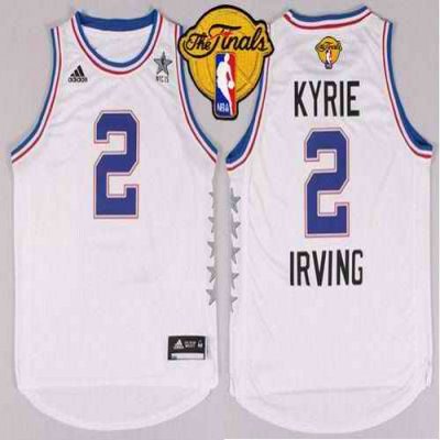 Cavaliers #2 Kyrie Irving White 2015 All Star The Finals Patch Stitched NBA Jersey