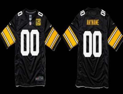 Men's Pittsburgh Steelers Customized Black With 50 Years Patch Throwback Stitched Jersey