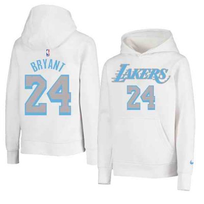 Men's Los Angeles Lakers #24 Kobe Bryant 2021 White Pullover Hoodie