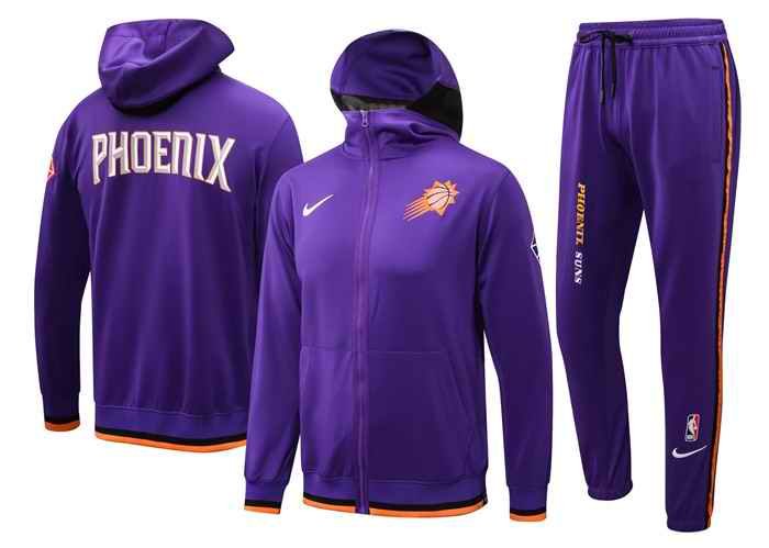 Men's Phoenix Suns 75th Anniversary Purple Performance Showtime Full-Zip Hoodie Jacket And Pants   Suit