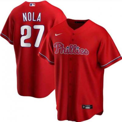 Men's Philadelphia Phillies #27 Aaron Nola Red Cool Base Stitched Jersey