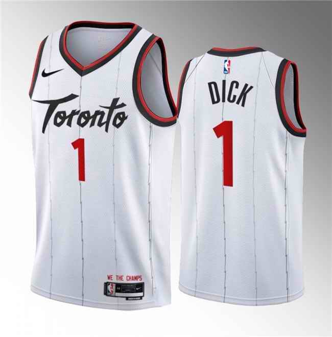 Men's Toronto Raptors #1 Gradey Dick White 2023/24 Association Edition Stitched Basketball Jersey