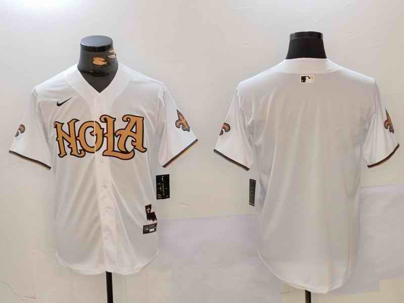 Men's New Orleans Saints Blank White Cool Base Stitched Baseball Jersey