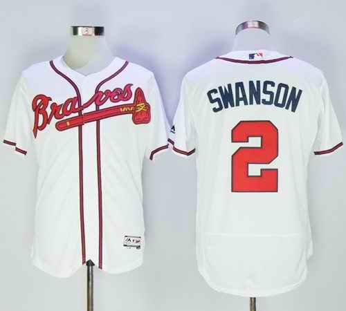 Braves #2 Dansby Swanson White Flexbase Authentic Collection Stitched MLB Jersey