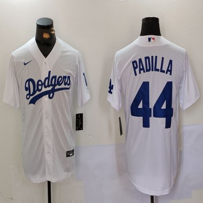 Men's Los Angeles Dodgers #44 Vicente Padilla White Cool Base Stitched Baseball Jersey