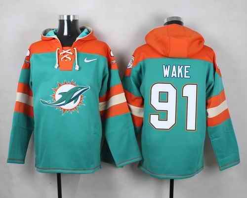 Nike Dolphins #91 Cameron Wake Aqua Green Player Pullover NFL Hoodie