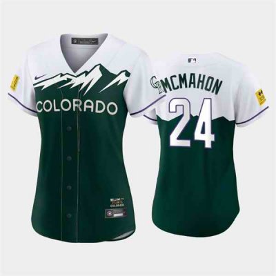 Women's Colorado Rockies #24 Ryan McMahon 2022 Green City Connect Stitched Baseball Jersey(Run Small)