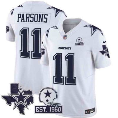 Men's Dallas Cowboys #11 Micah Parsons 2024 White F.U.S.E. With Established In 1960 Patch Stitched Football Jersey