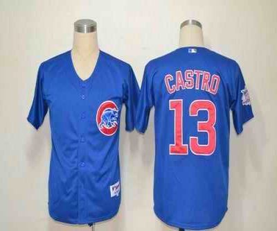 Cubs #13 Starlin Castro Blue Cool Base Stitched MLB Jersey