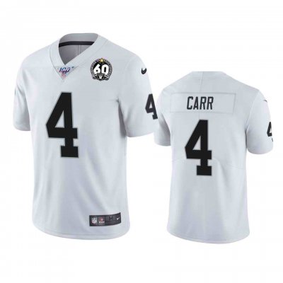 Men's Oakland Raiders #4 Derek Carr White 100th Season With 60 Patch Vapor Limited Stitched NFL Jersey