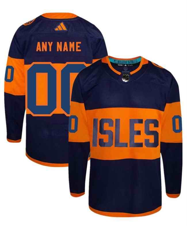 Men's New York Islanders Custom  Navy 2024 Stadium Series Stitched Jersey