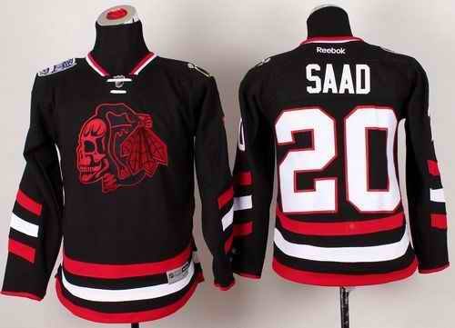 Blackhawks #20 Brandon Saad Black(Red Skull) 2014 Stadium Series Stitched Youth NHL Jersey