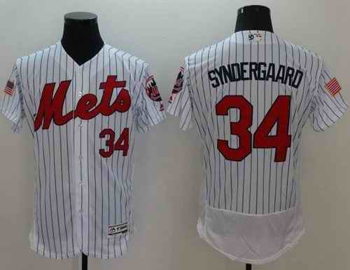 Mets #34 Noah Syndergaard White(Blue Strip) Fashion Stars & Stripes Flexbase Authentic Stitched MLB Jersey